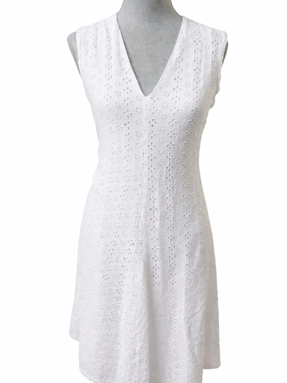 Preston & York White Cotton Eyelet Midi Dress Size 8